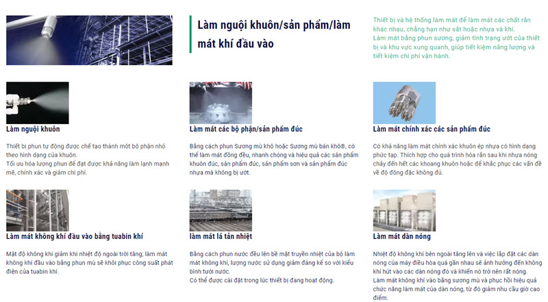 Làm nguội khuôn, sản phẩm, làm mát khí đầu vào Ikeuchi